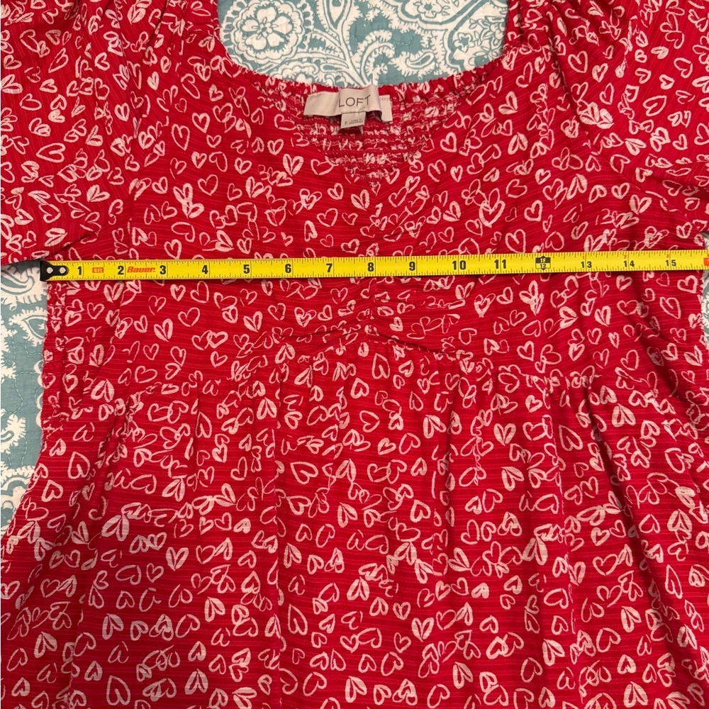 Loft Heart Cinched Sweetheart Neck Blouse - Sz 6 - Picture 7 of 7